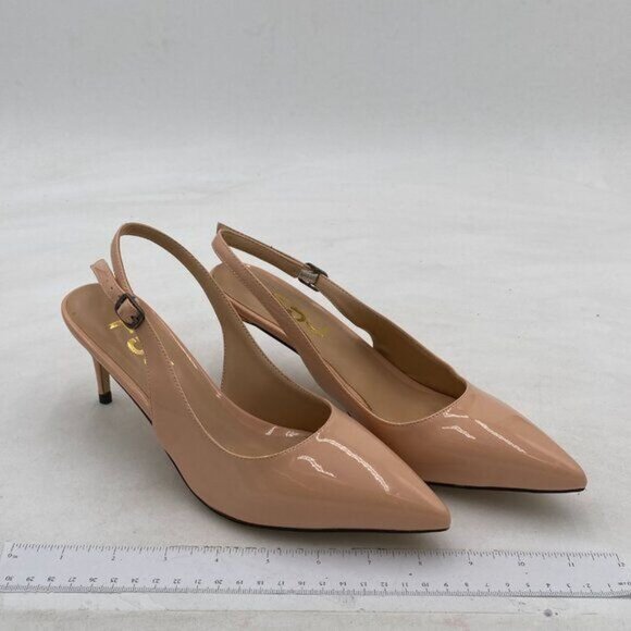 FSJ Women Classic High Heels Slingback Pumps Formal Dress Shoe Pointy Toe Office - Picture 4 of 8